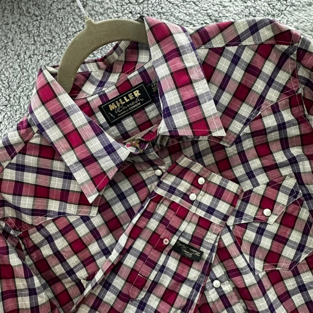Miller Ranch NWT Men's 2XL Red Plaid Western Style Shirt Pearl Snaps Rodeo